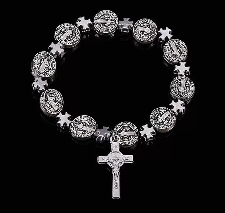 Virgin Mary WWJD Cross Exquisite Rosary Bracelet