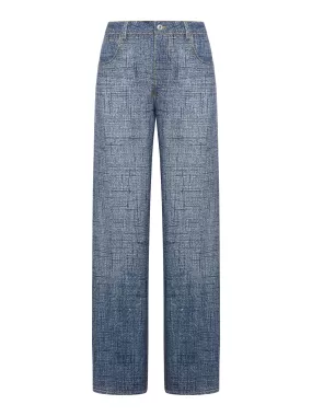 Viscose trousers with denim texture