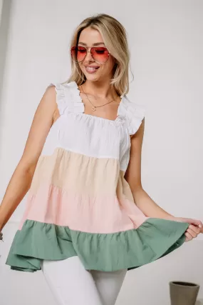 Wake Me Up Color Block Babydoll Top