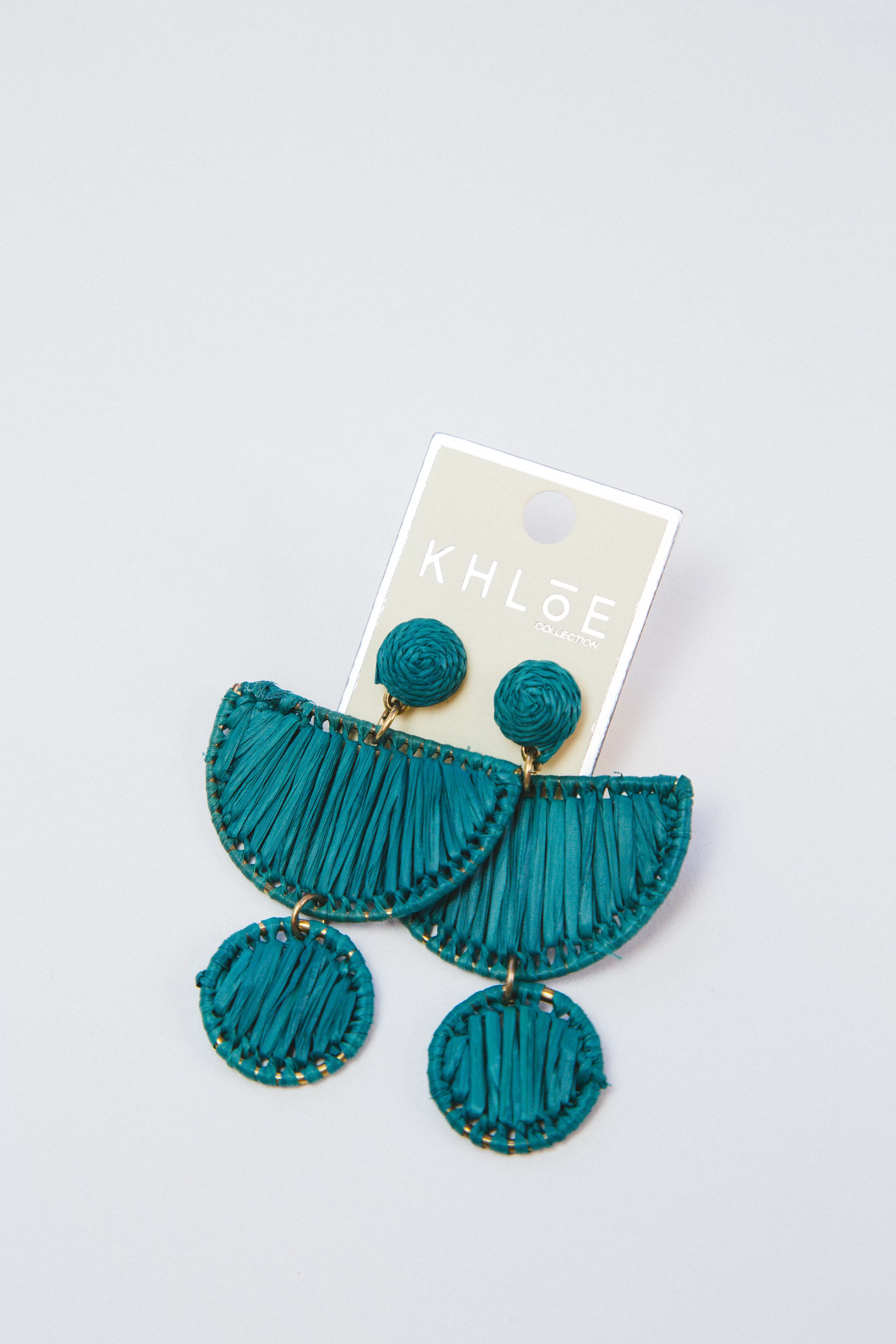 Wedge Link Round Earrings, Teal