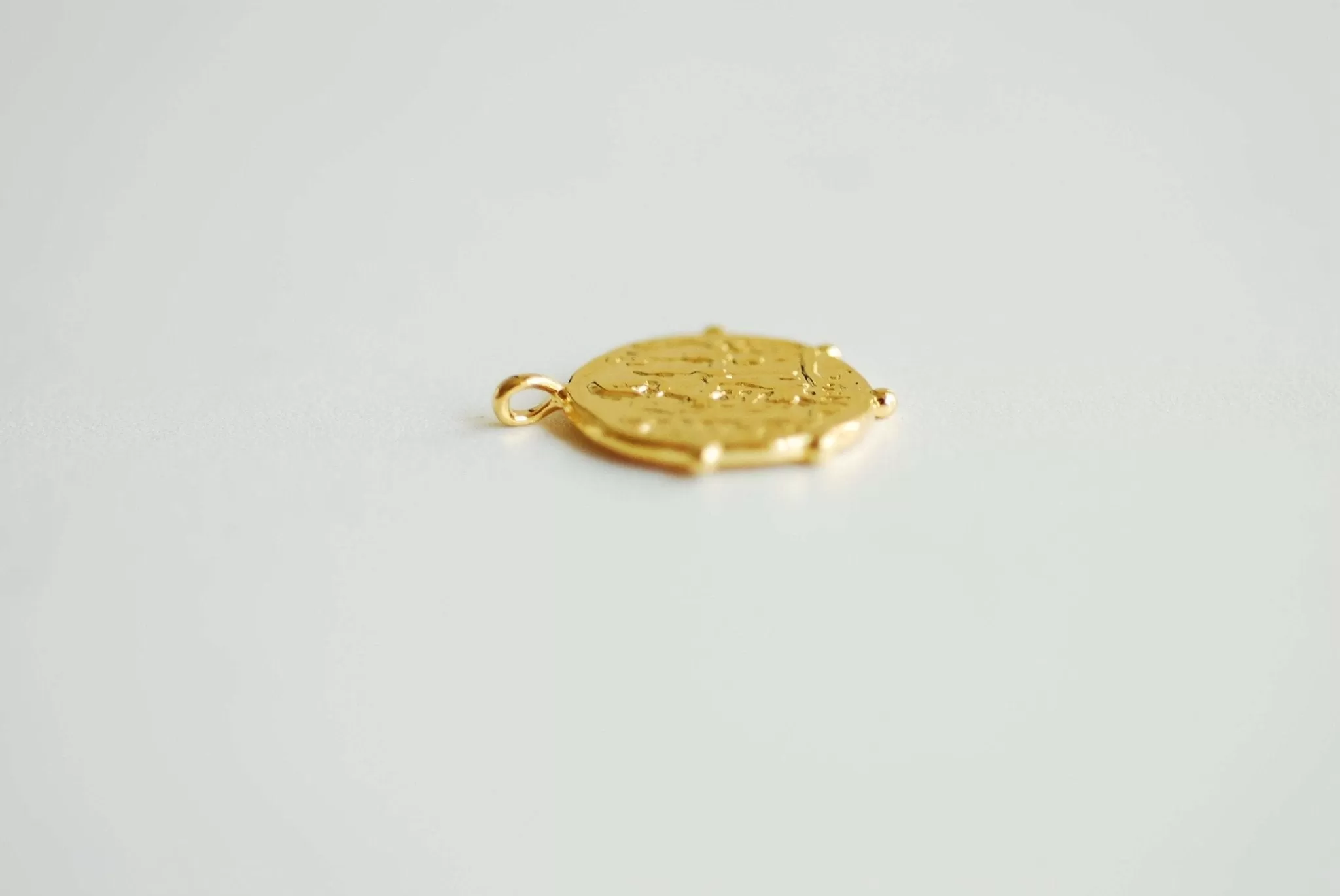 Wholesale Large Medallion Pendant- Vermeil Gold 18k gold plated over 925 Sterling Silver, Greek Coin, Gold Medallion, Spanish Coin, Religious, 480