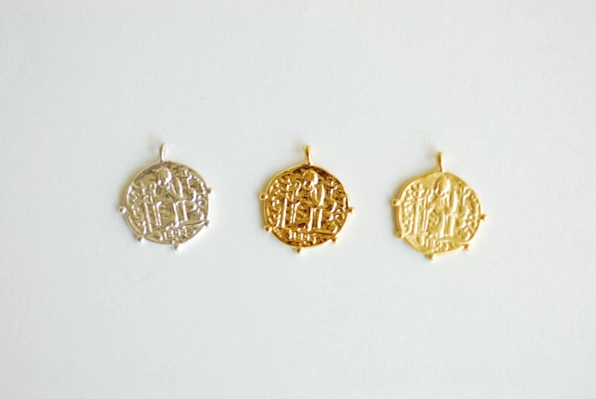 Wholesale Large Medallion Pendant- Vermeil Gold 18k gold plated over 925 Sterling Silver, Greek Coin, Gold Medallion, Spanish Coin, Religious, 480