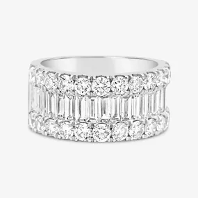 Wide Baguette & Round Diamond Ring