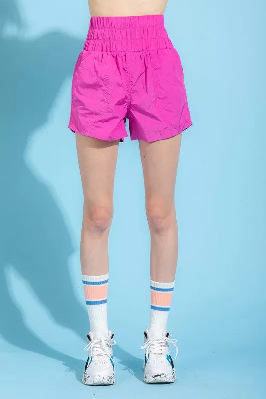 Wide Band Shorts - Hot Pink