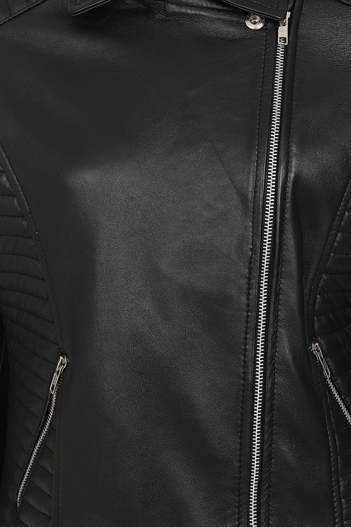 Women's Black Biker Style Genuine Leather Jacket - 'LUCY'