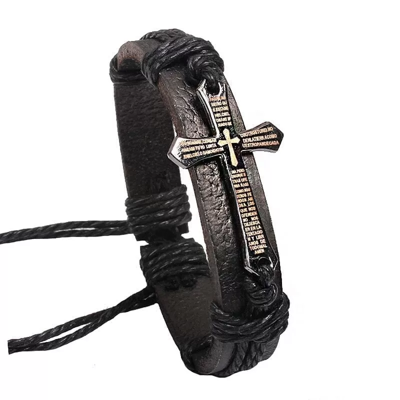 WWJD Vintage Cross Leather Bracelets