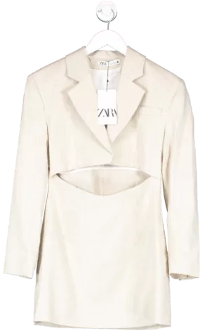 ZARA Beige Cut Out Blazer Dress UK M