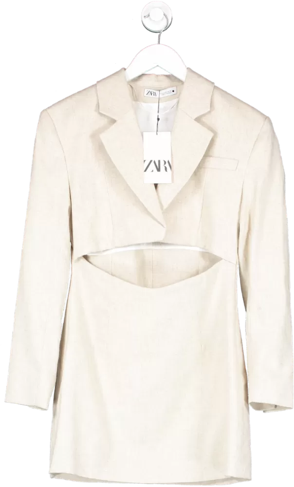 ZARA Beige Cut Out Blazer Dress UK M