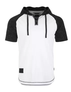 ZIMEGO Men's Short Sleeve Raglan Henley Hoodie