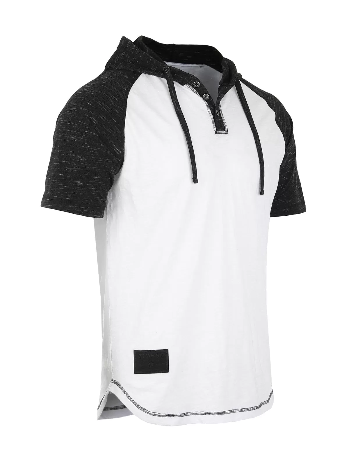 ZIMEGO Men's Short Sleeve Raglan Henley Hoodie