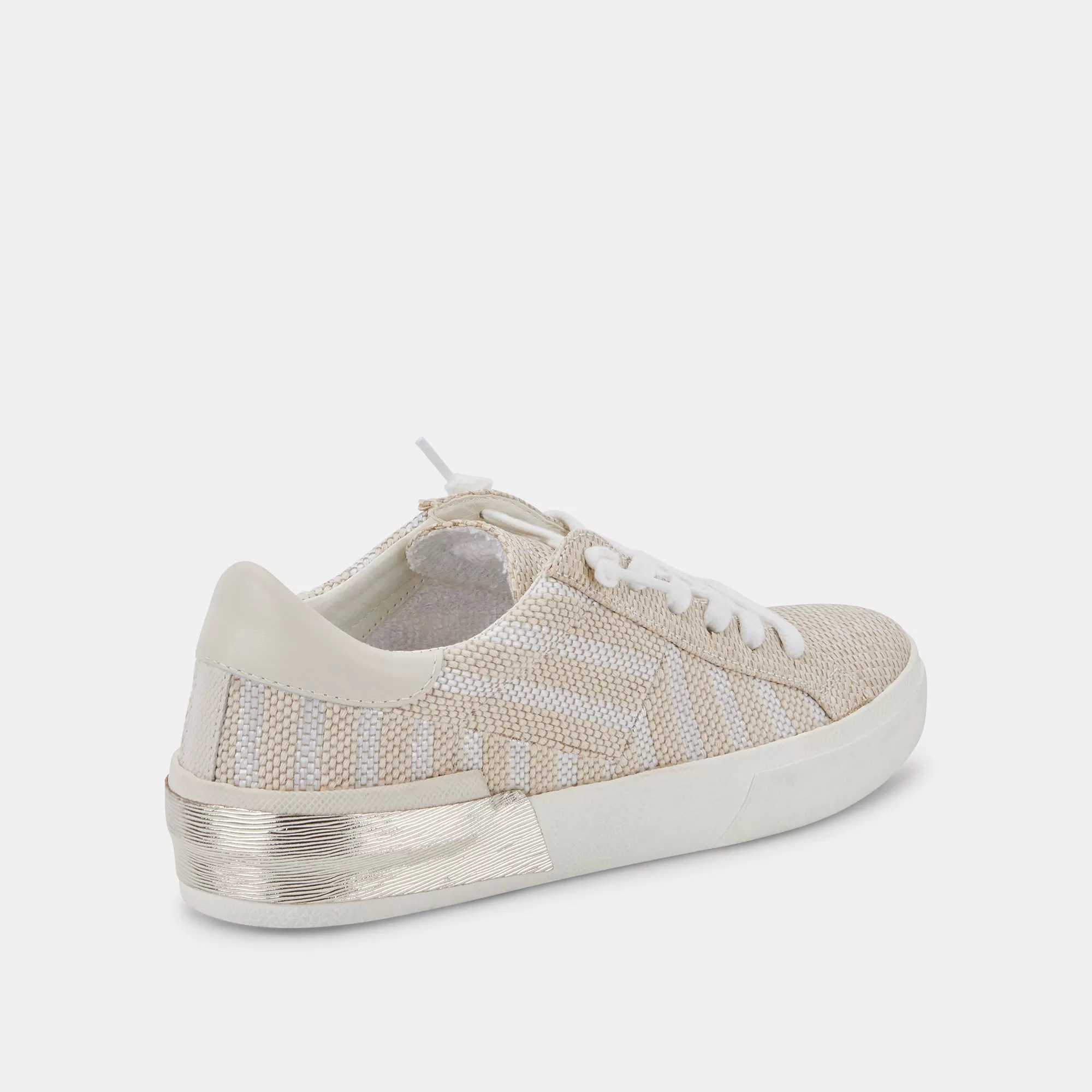 ZINA PATCH SNEAKERS WHITE STRIPE RAFFIA